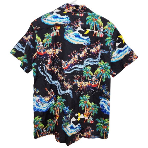 Christmas Hawaiian Mens Short Sleeve Button-Up Shirt Size M - Picture 2 of 6